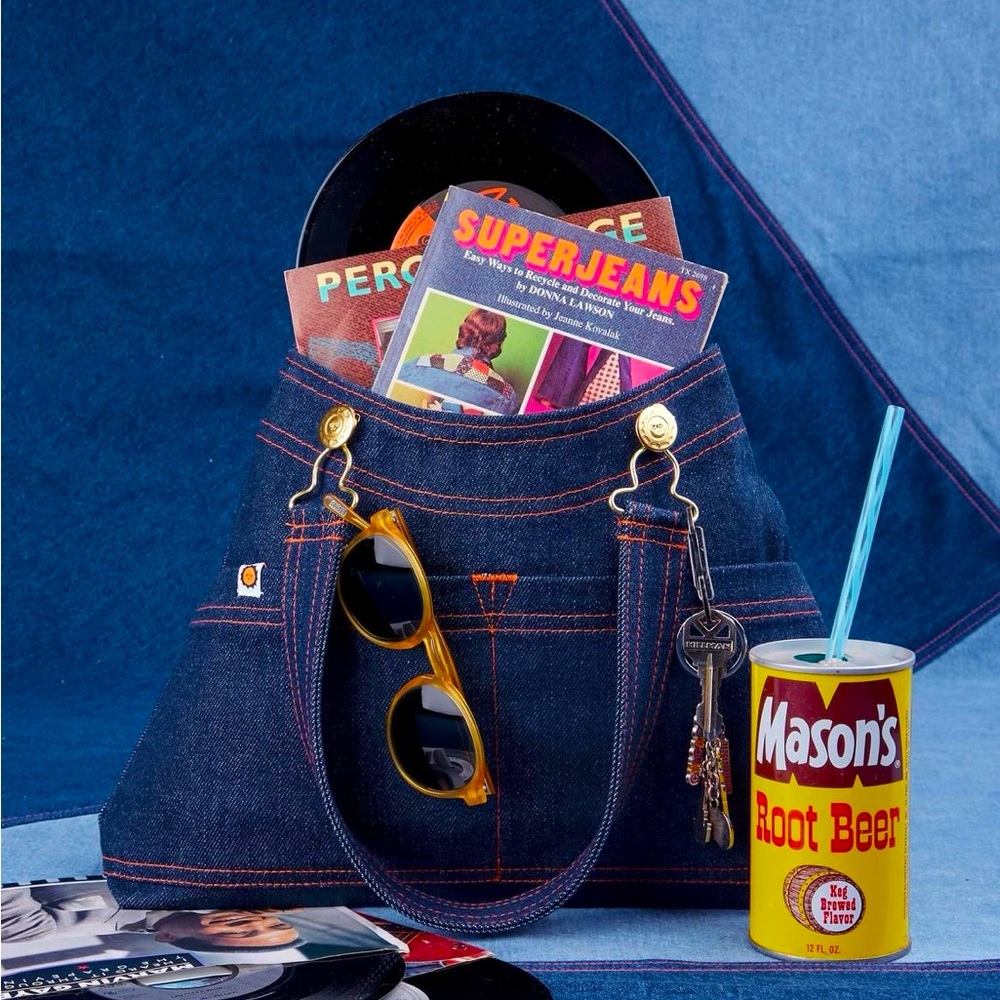 Big Bud Press Dark Blue Denim Tote with Orange Stitching